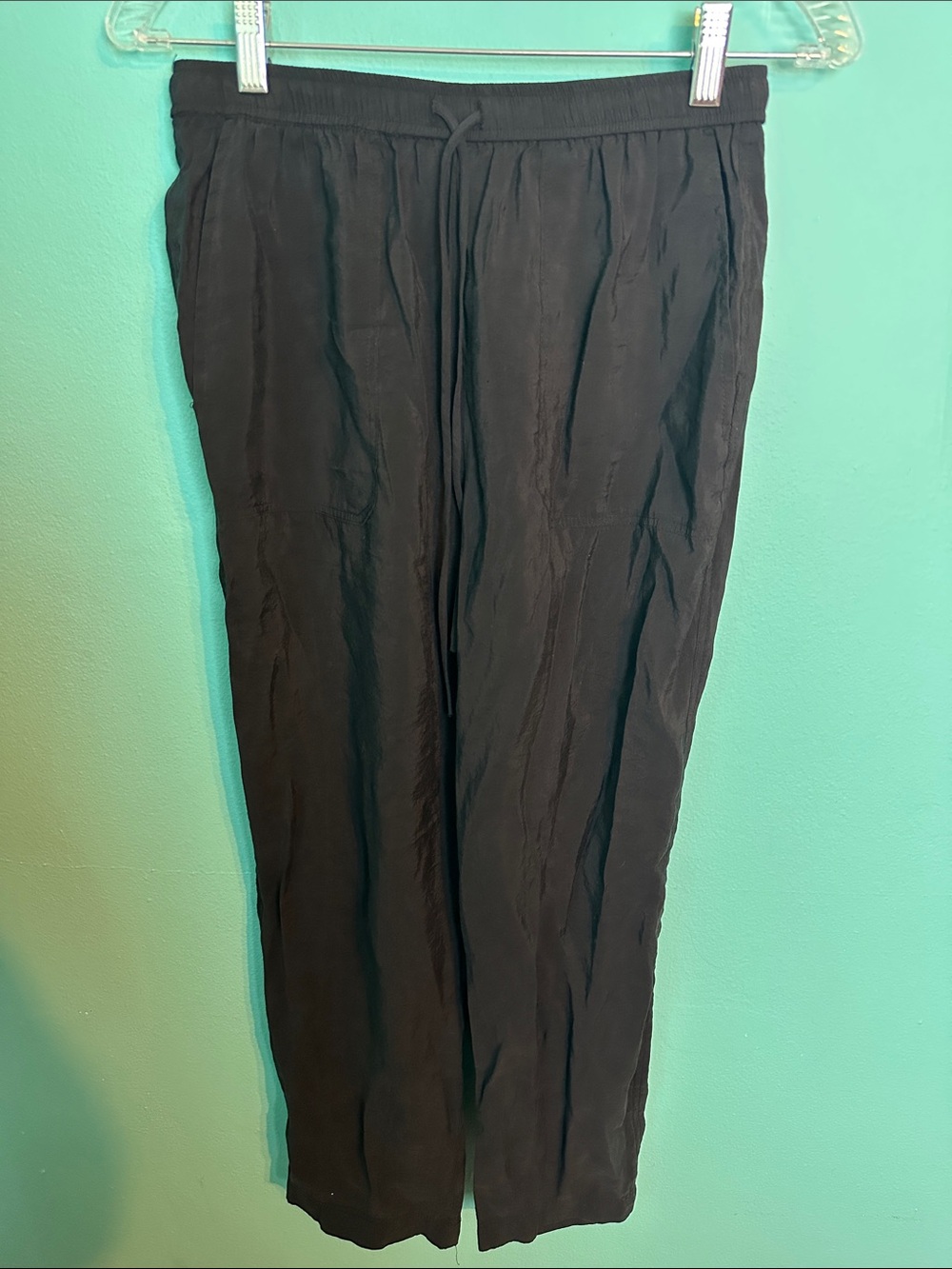 ZARA Linen Full Length Straight Leg Leisure Drawstring Pants S